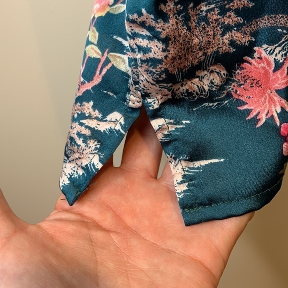 Jaase | Boho Weekend Beach Balloon Sleeve Asian Print V-Neck Tunic Dress NWT S - Picture 11 of 17